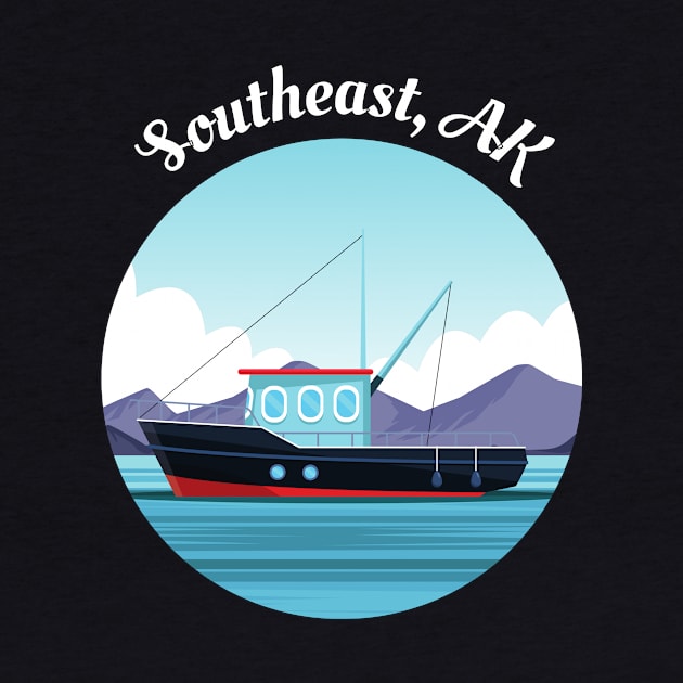 Southeast Alaska Fishing Lover Cartoon Fishing Boat Fisherman Art by twizzler3b